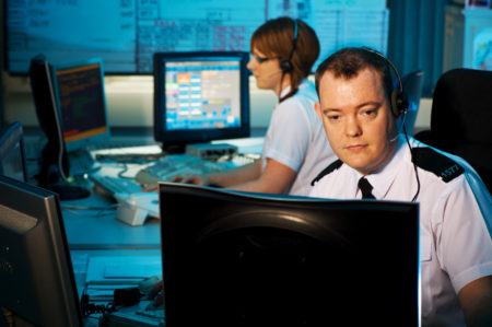 police officers in control room